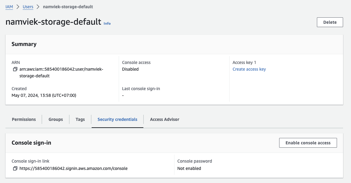 Create Security Credential