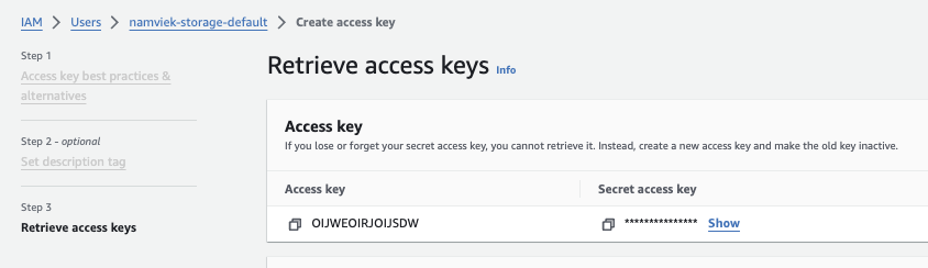 Create access key